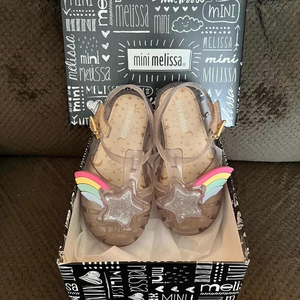 NWT MINI MELISSA Possession II Kids Sandals In Gold Size 5T